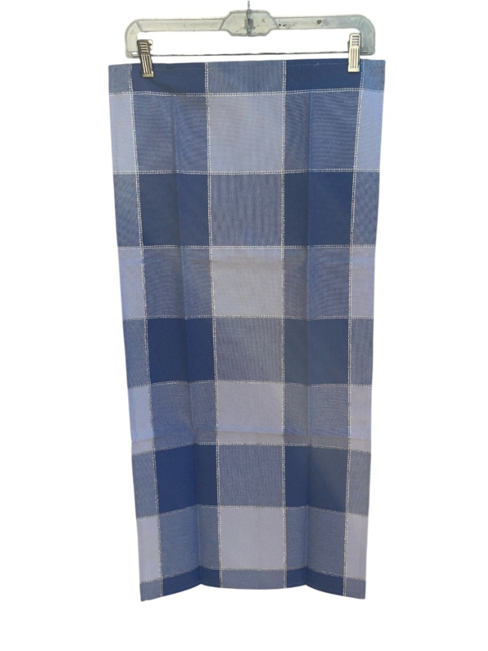 Vtg Rico Design Blue Gingham Christmas Tablecloth Kit | Metallic Accent Plaid